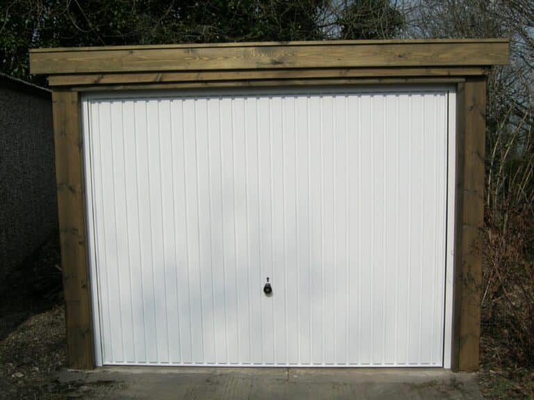 Hormann Vertical Up and Over in White with Timber Front By ABi Garage Doors