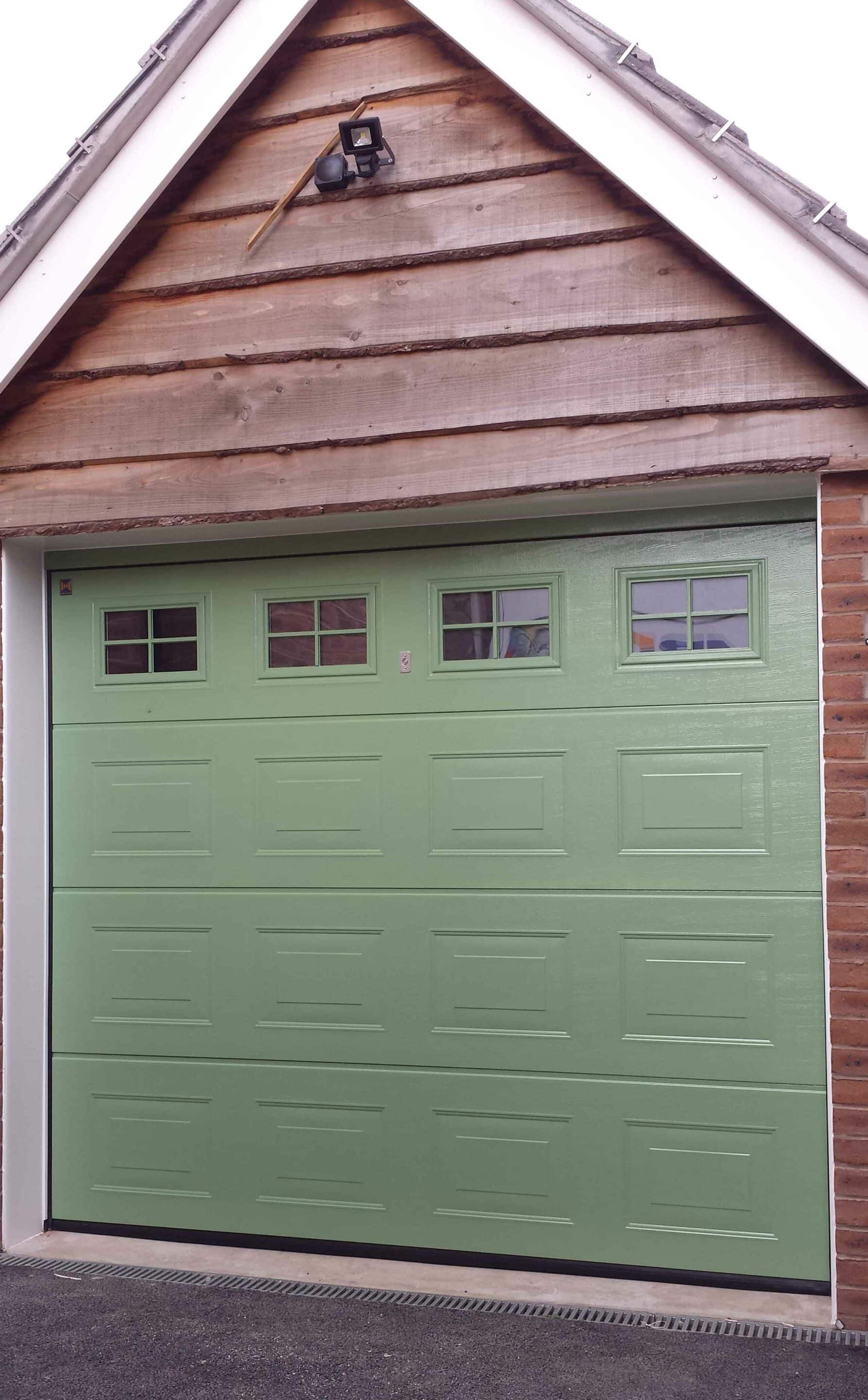 Hormann Sectional Garage Door in Pale Green