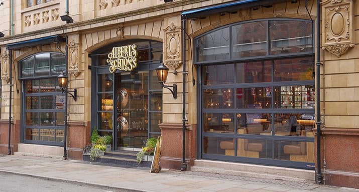 Manchester’s Albert’s Schloss bar receive Hormann ALR67 Sectional doors from ABi Garage Doors