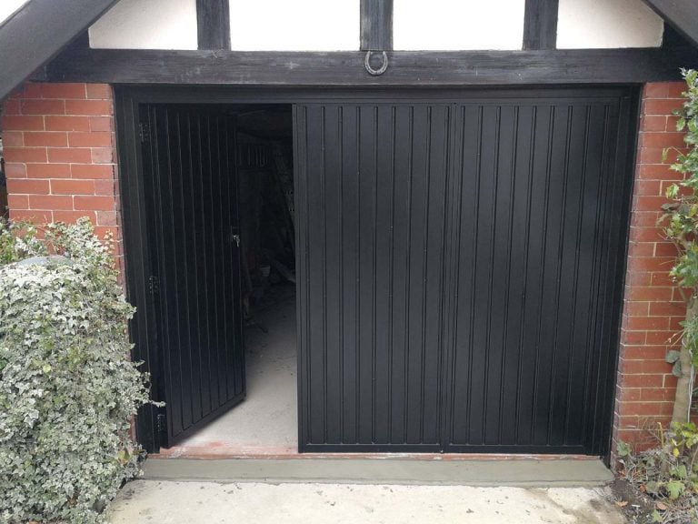 Select Side Hinged Garage Door Finished in Black By ABi