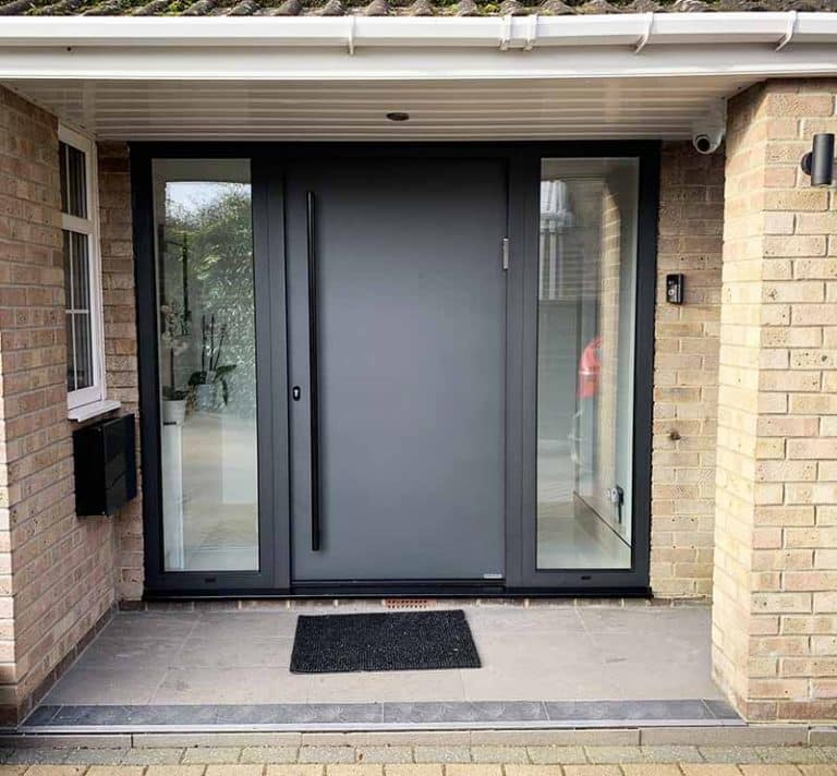 Hormann Entrance Door in Style 010 in Anthracite Grey with Side Lights