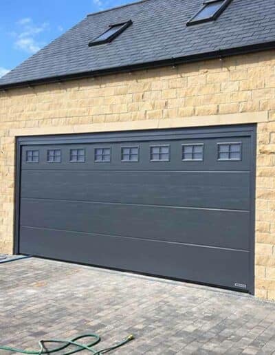 Anthracite Grey Sectional Garage Door with Glazed Windows