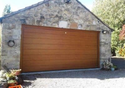 Double Medium Ribbed Sectional Garage Door in Oak
