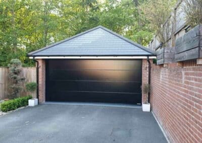 Double Large Ribbed Sectional Garage Door in Black