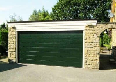 Medium Ribbed Sectional Garage Door in Green