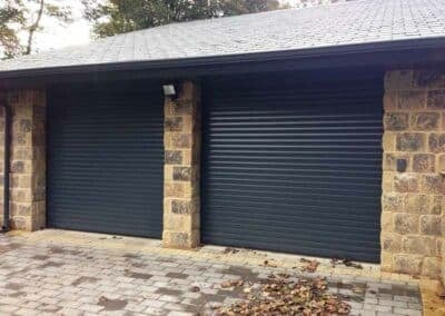 Double Width Garage with Single Roller Garage Doors in Anthracite