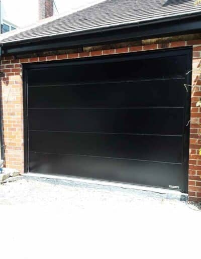 Black Large Ribbed Sectional Garage Door