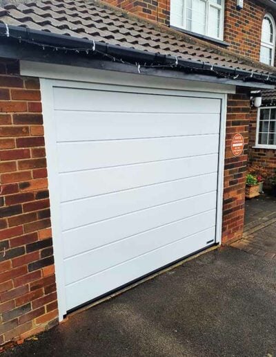 White Sectional Medium Ribbed Garage Door