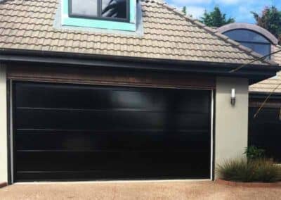 Black Overlap Garage Door