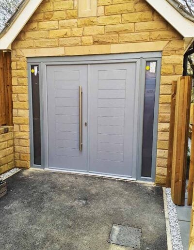 Grey Side Hinged Garage Door with Insulated Panels