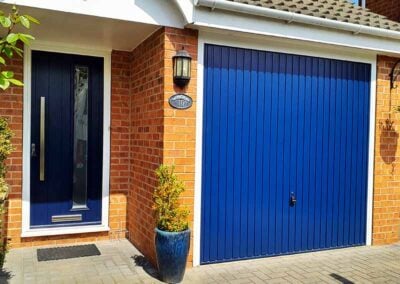 Matching Garage Door and Front Door in Blue