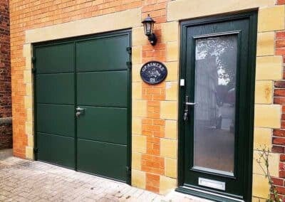 Matching Garage Door and Front Door in Green