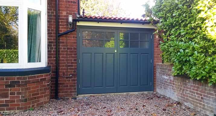 Side Hinged Garage Doors in Cedar Wood