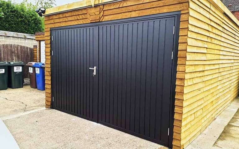 Black Steel Side Hinged Garage Door