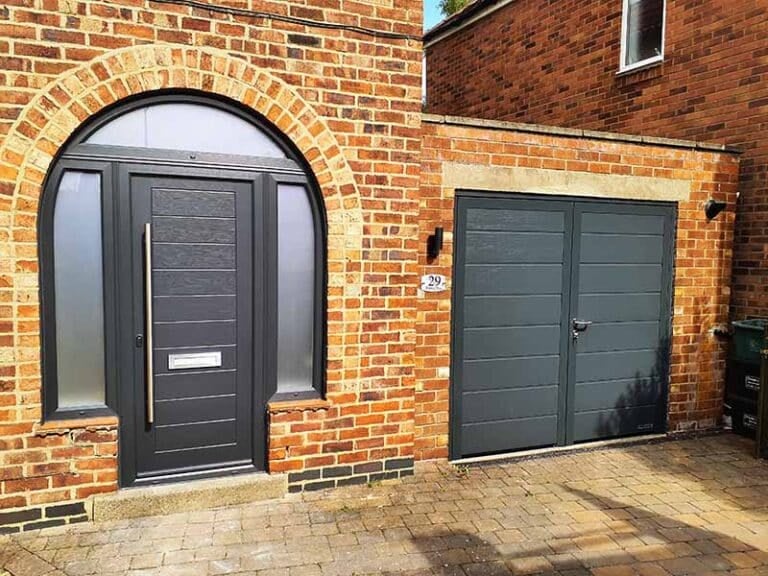 Matching Side Hinged Garage Door with Composite Door