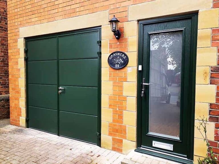 Matching Garage Door and Composite Door Green