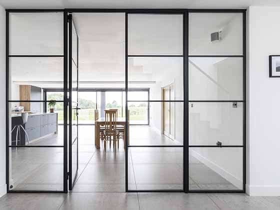 Internal steel glass door for dividing rooms