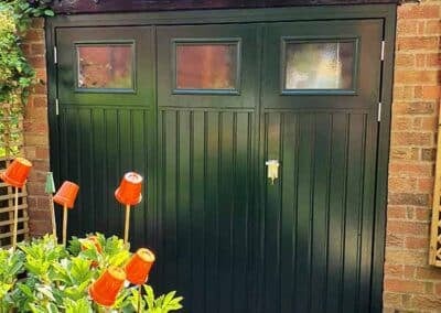 Steel Side Hinged Garage Door in Green