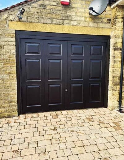 Black Georgian Up and Over Garage Door Installed